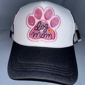 Glitter Paw “Dog Mom” On THE CUTEST Checkered Black & White Trucker Hat